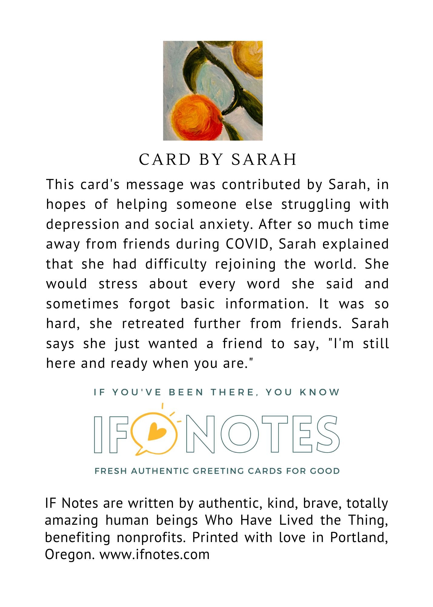 Card for Friendship/ Social Anxiety