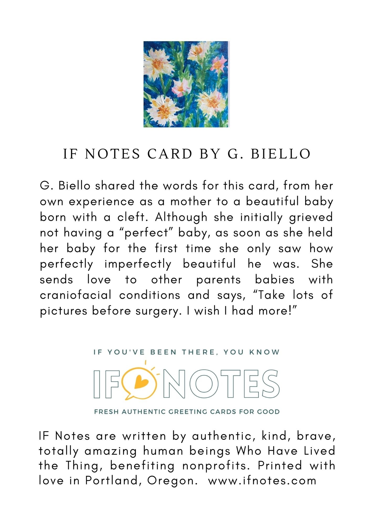 Card for parents of baby born with cleft craniofacial condition